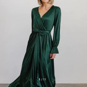 Baltic born Holly satin maxi dress dark green
